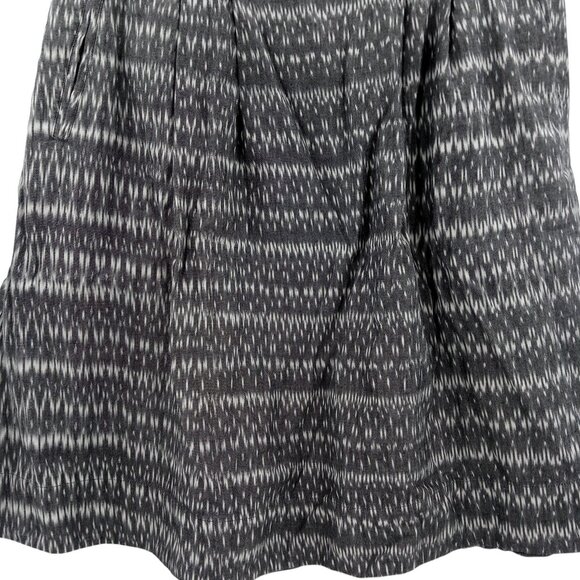 Eileen Fisher Ikat Pleated Organic Cotton A Line Skirt Size M Gray Pockets - Picture 4 of 11